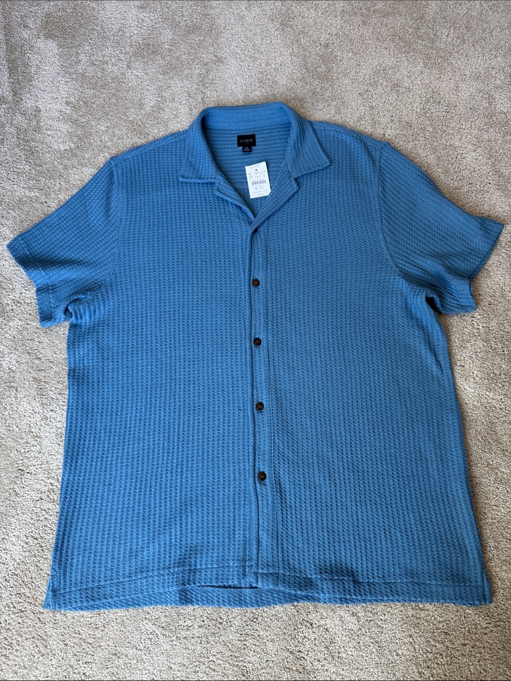 J. Crew Factory Light Blue Textured Short-Sleeve Button Shirt